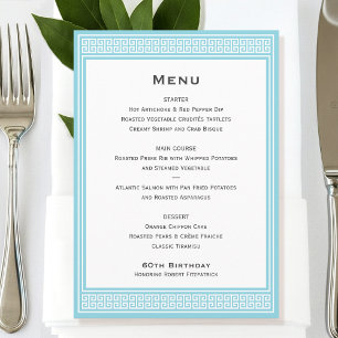 Menu Plano de Janto Azul de Aniversário da Chave G