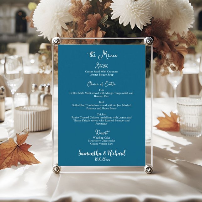 Menu plano de Mesa de casamento 5x7" Caligrafia el (Criador carregado)