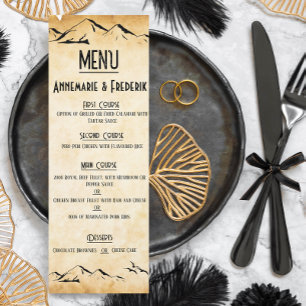 Menu Plano de Pergaminho Rustico de Montanha Vinta