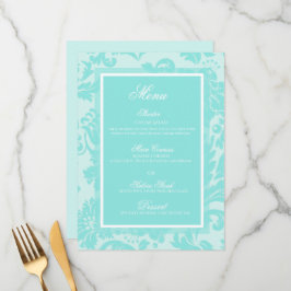 Menu plano do casamento tema damasco Teal