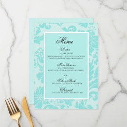 Menu plano do casamento tema damasco Teal