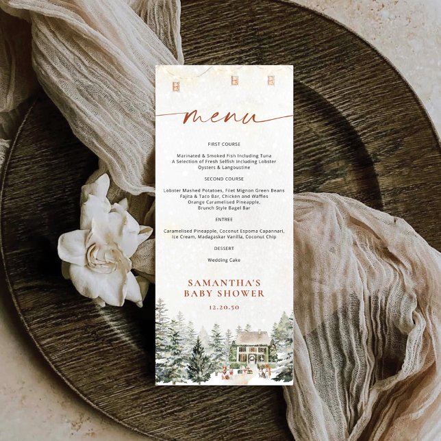 Menu plano do Chá de fraldas de Natal de inverno (Criador carregado)