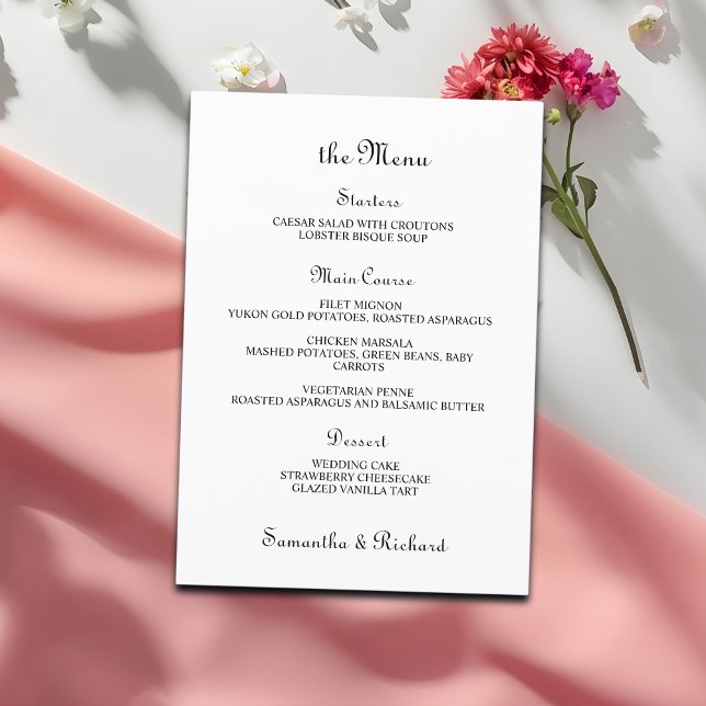 Menu Plano do Menu de Mesa de Casamento do Script  (Criador carregado)