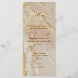 Menu Plano Elegante Dourado Elegante com Rosa de T