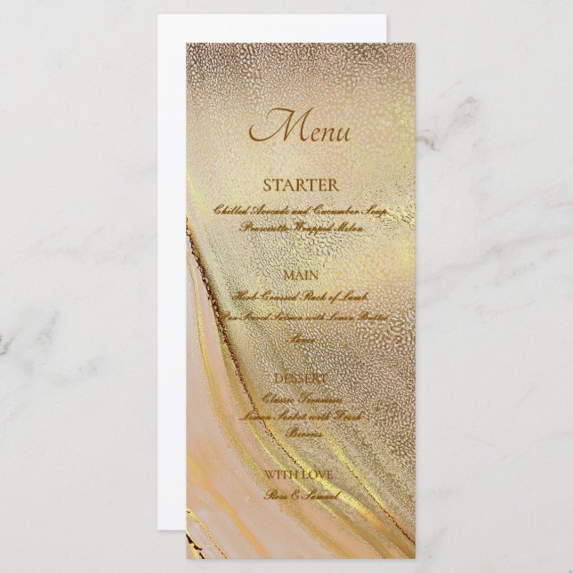 Menu Plano Elegante Elegante Dourado com Tinta Álc (Frente/Verso)
