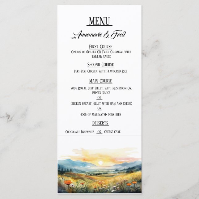 Menu Plano Elegante Sunset (Frente)