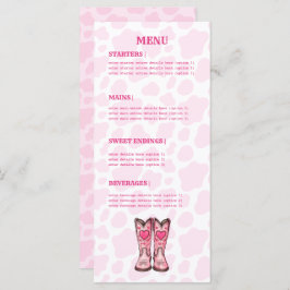 Menu Plano Estilo de Rodeio de Impressão de Vaca O