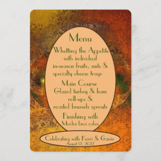 Menu plano "Luminárias" do Casamento outono