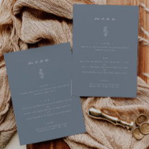 Menu plano Mínimo de Janto de Casamento Azul com F