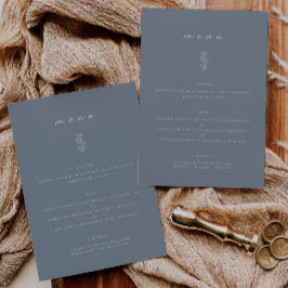 Menu plano Mínimo de Janto de Casamento Azul com F