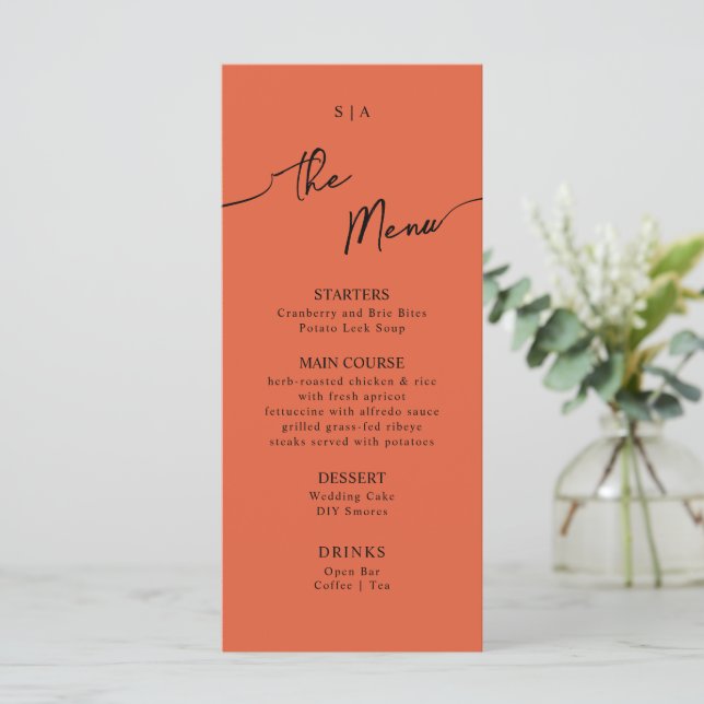 Menu plano para Boho Wedding. (Em pé/Frente)