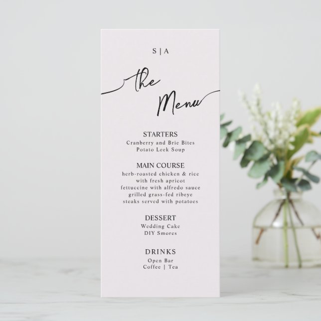 Menu plano para Boho Wedding. (Em pé/Frente)