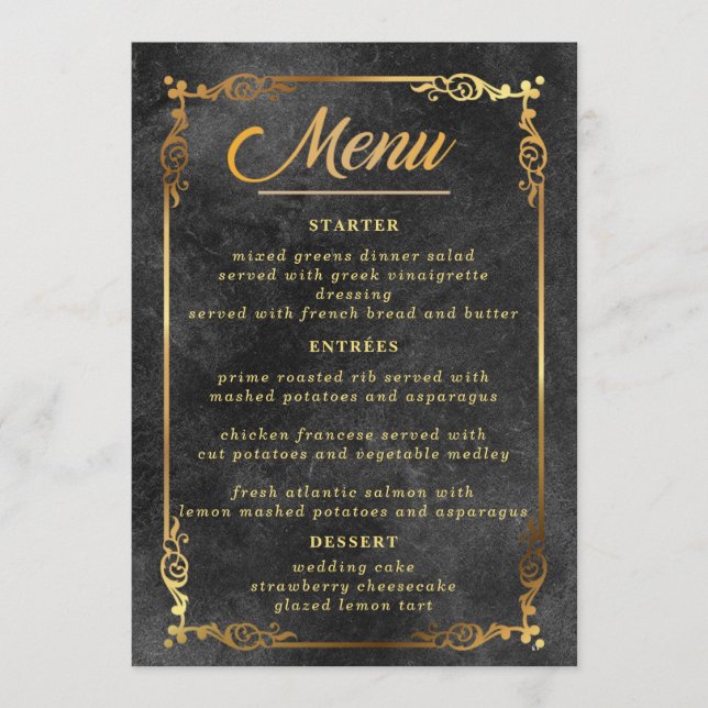 Menu Plano Placas de Menu de Mesa de Casamento Ele (Frente)