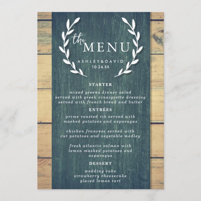 Menu Plano Placas de Menu de Mesa de Casamento Ele (Frente)