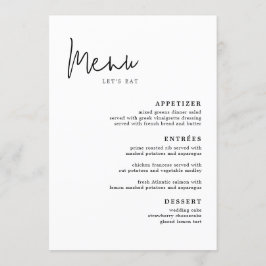 Menu Plano Placas de Menu de Mesa Simples Modernas