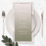 Menu Pó Elegante Casamento Rosa E Lily Verde<br><div class="desc">Menus De Janto De Recepção de casamento Verde Lilly E Rosa De Ombre Elegante. Esta moderna placa de menus chic é simples, clássica e elegante, com um desvanecimento sutil do gradiente ombre e uma bonito letra de caligrafia com script de assinatura com caudas. Mostrada na nova estrada. Disponível em várias...</div>