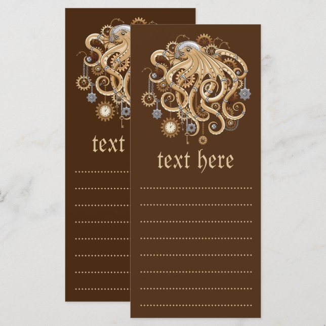 Menu Polvo Steampunk Retro Fantasia Mecânica (Frente/Verso)