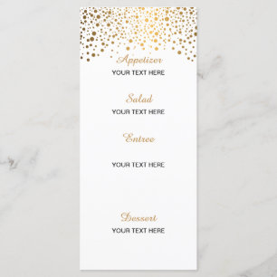Menu Pontos de Confetti Dourados na moda Fundo Branco