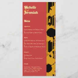 Menu Pôr do Sol Girassol Coral Dourado Casamento Modern