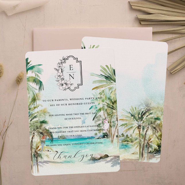 Menu Praia Tropical | Mesa De Casamento Monograma Obrig (Criador carregado)