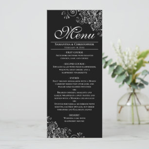 Menu Prata Elegante Amigos no Casamento Negro