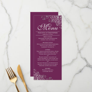 Menu Prata Elegante de Casamentos Magenta ou Berry