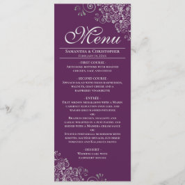Menu Prata Elegante no Casamento com Púrpura de ameixa