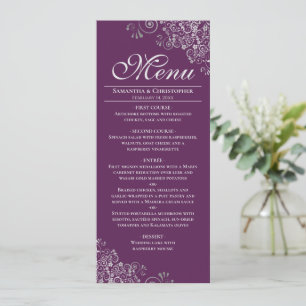 Menu Prata Elegante no Casamento com Púrpura de ameixa