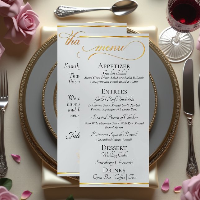 Menu Prata - Monograma com Coroa e Casamento Agradecido (Criador carregado)