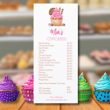 Preço de Cupcake Rosa em Aquarela com Biscoito Pad