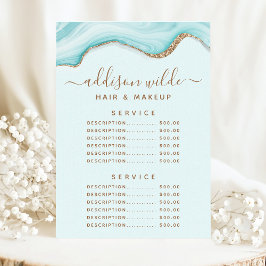 Menu Preço de Serviço de Aglomeração Azul de Mármore Do