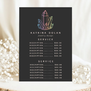 Menu Preço do Serviço de Cristal de Quartzo Arco-Íris d