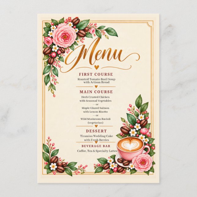 Menu Preparando uma Bela História de Amor para Sempre (Frente)