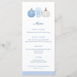 Menu Preppy Chinoiserie Blue Pumpkin Chá de fralda