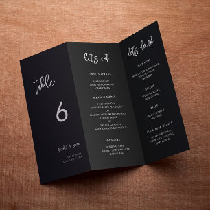 Menu Preto Contemporâneo e Número da Tabela triplo