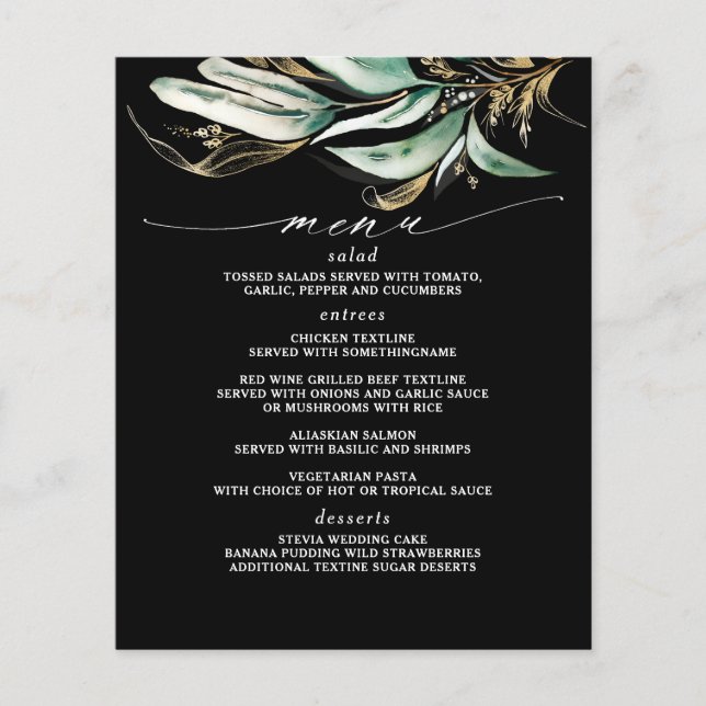 Menu Preto do Ramal Verde Dourado (Frente)
