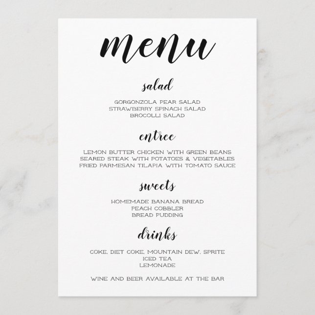 Menu Preto e Branco (Frente)