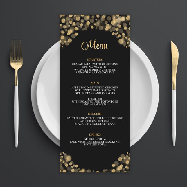 Menu Preto e Dourado Elegante (Criador carregado)