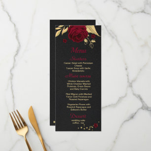 menu preto floral de ouro burgundy