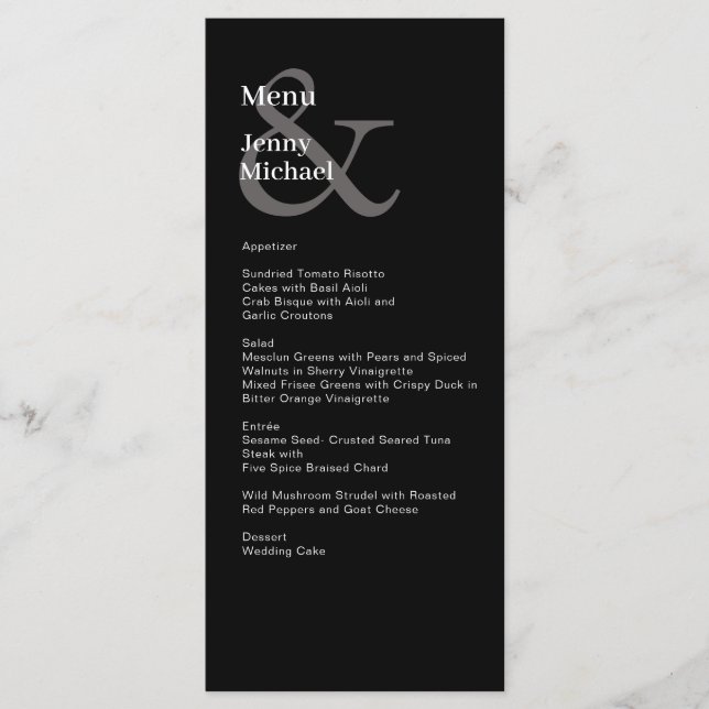 Menu preto simples, moderno e branco (Frente)