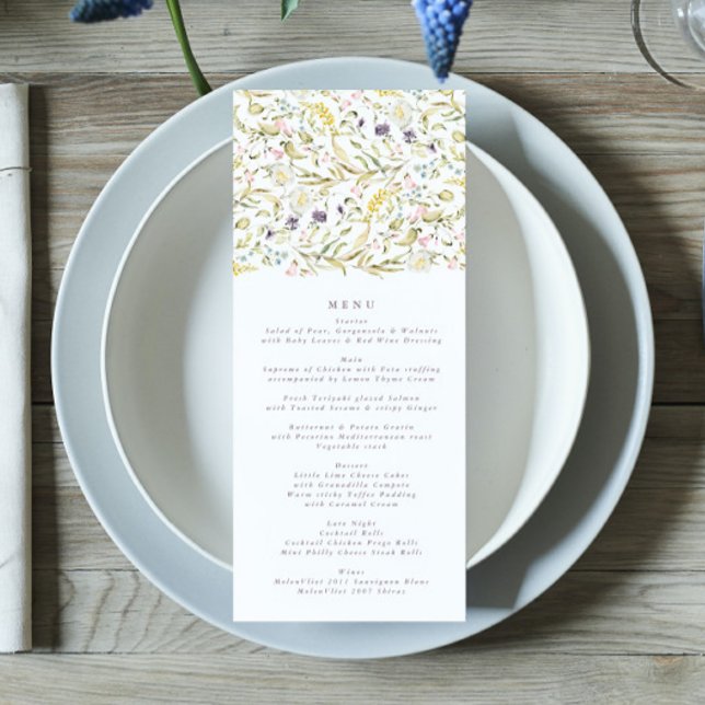 Menu Primavera Boho Wildflower Pampas Wedding (Criador carregado)