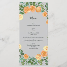 Menu Primavera Floral de Casamento de Cinza de Peach