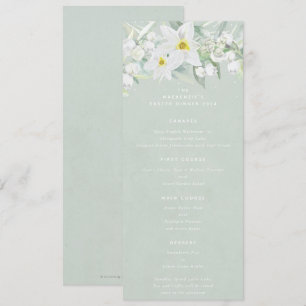 Menu Primavera verde branco Florais planas Páscoa de 4