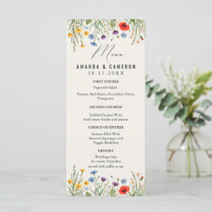 Menu Primavera Wild Flower Meadow Wedding