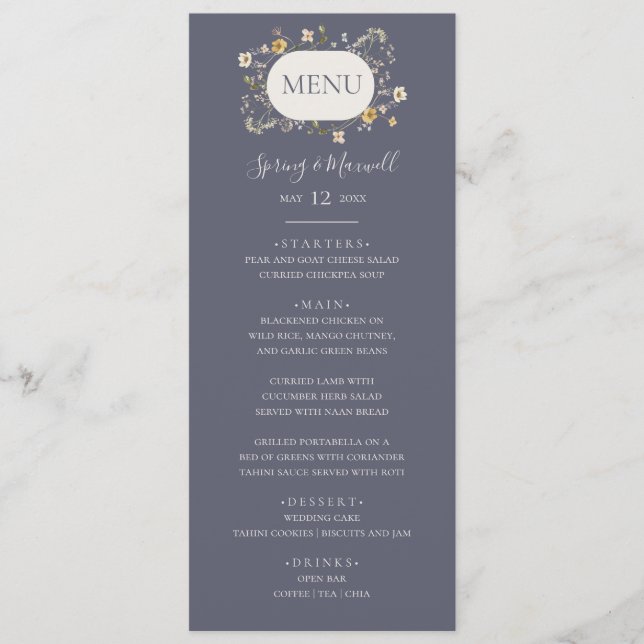 Menu Primavera Wildflower | Janto Casamento Dusty Purpl (Frente)