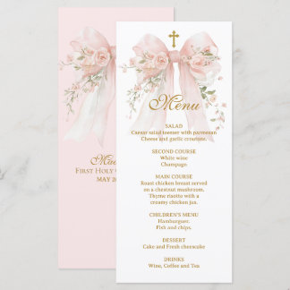 Menu Primeira Comunhão com Laço Floral - Coquette