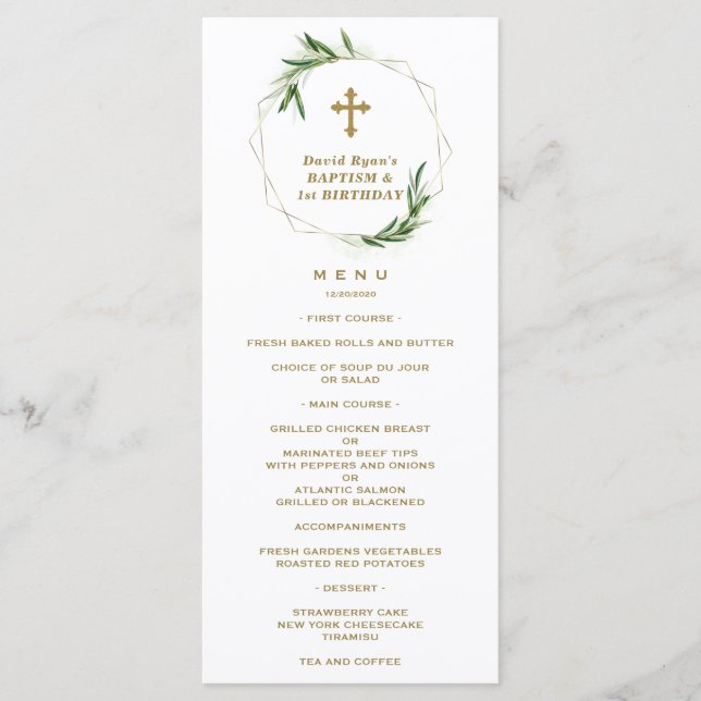 Menu Primeiro aniversario Inverso Elegante Rosa e Batis (Frente)