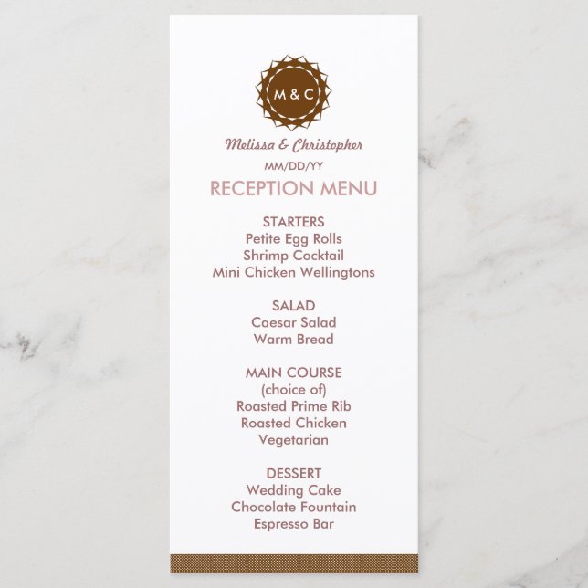 Menu / Programa de Casamento de Flor de abstrato (Frente)