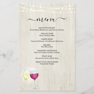 Menu Provando do Vinho
