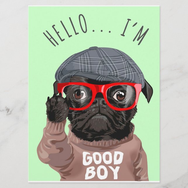 Menu Pug I Am Good Boy, Pug Lover Gift, Engraçado Pug (Frente)